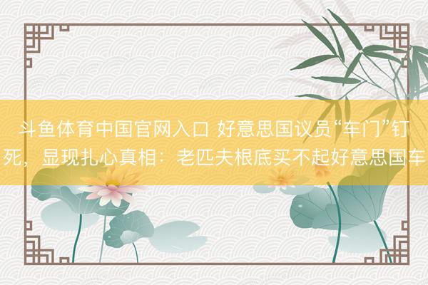 斗鱼体育中国官网入口 好意思国议员“车门”钉死，显现扎心真相：老匹夫根底买不起好意思国车