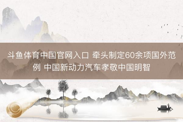 斗鱼体育中国官网入口 牵头制定60余项国外范例 中国新动力汽车孝敬中国明智