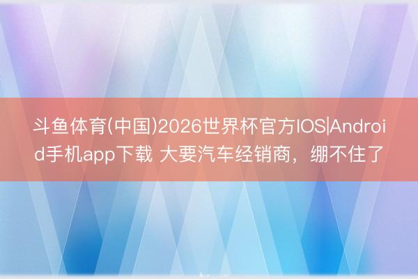 斗鱼体育(中国)2026世界杯官方IOS|Android手机app下载 大要汽车经销商，绷不住了