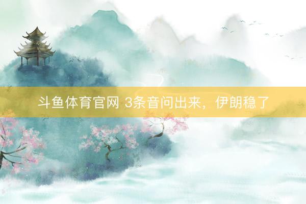 斗鱼体育官网 3条音问出来，伊朗稳了