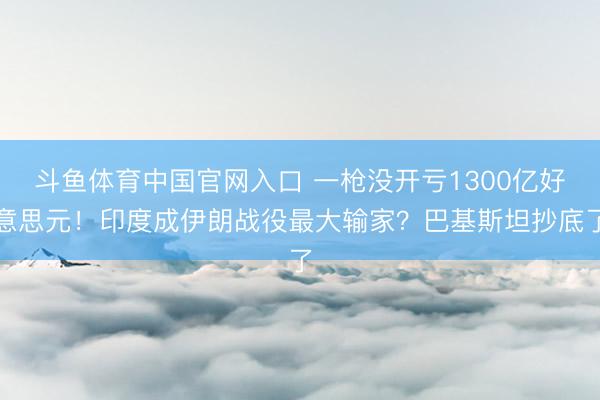 斗鱼体育中国官网入口 一枪没开亏1300亿好意思元！印度成伊朗战役最大输家？巴基斯坦抄底了