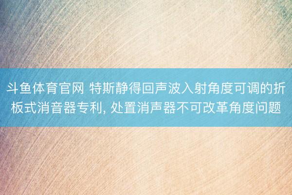 斗鱼体育官网 特斯静得回声波入射角度可调的折板式消音器专利， 处置消声器不可改革角度问题