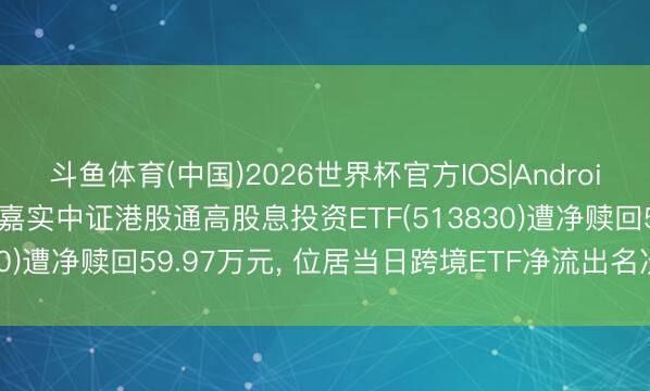斗鱼体育(中国)2026世界杯官方IOS|Android手机app下载 6月5日嘉实中证港股通高股息投资ETF(513830)遭净赎回59.97万元， 位居当日跨境ETF净流出名次69/238