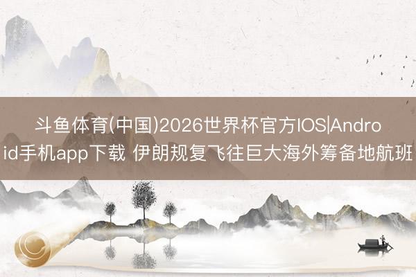 斗鱼体育(中国)2026世界杯官方IOS|Android手机app下载 伊朗规复飞往巨大海外筹备地航班