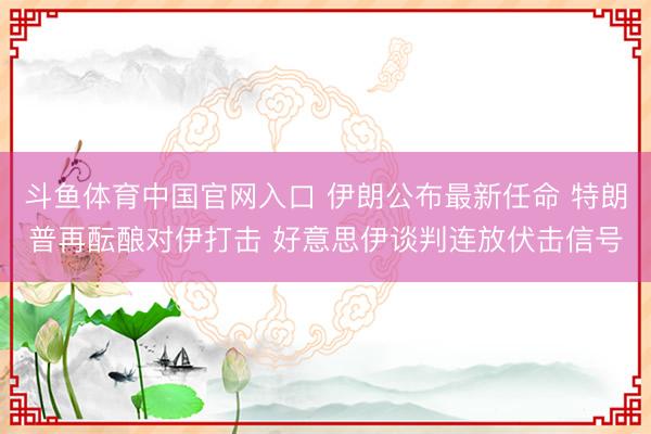 斗鱼体育中国官网入口 伊朗公布最新任命 特朗普再酝酿对伊打击 好意思伊谈判连放伏击信号