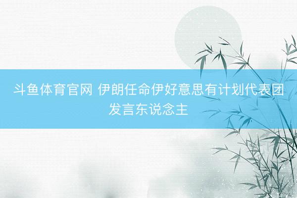 斗鱼体育官网 伊朗任命伊好意思有计划代表团发言东说念主